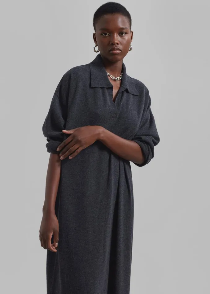 Women The Frankie Shop Dresses Siobhan Long Knit Dress Charcoal