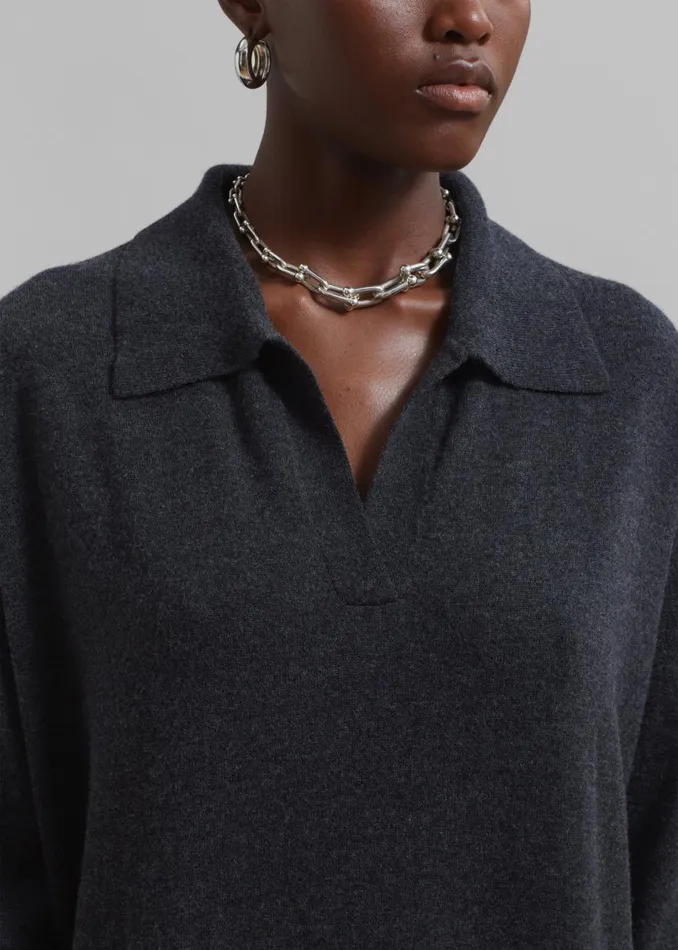 Women The Frankie Shop Dresses Siobhan Long Knit Dress Charcoal