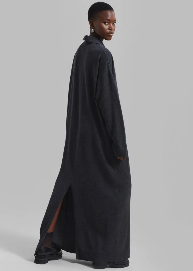 Women The Frankie Shop Dresses Siobhan Long Knit Dress Charcoal