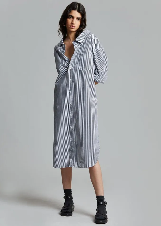 Women The Frankie Shop Dresses Talia Shirt Dress Blackwhite Stripe
