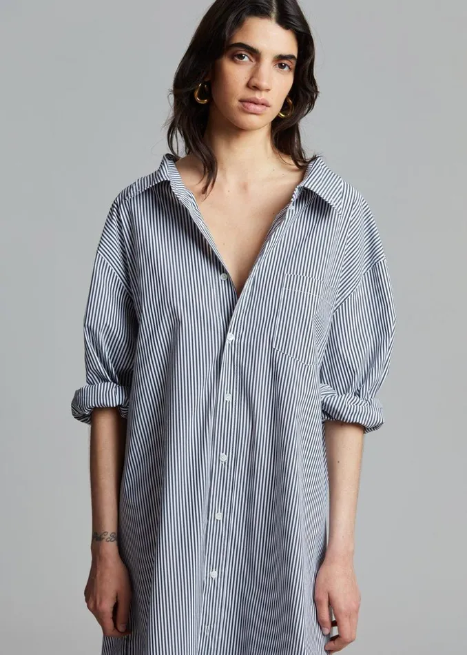 Women The Frankie Shop Dresses Talia Shirt Dress Blackwhite Stripe