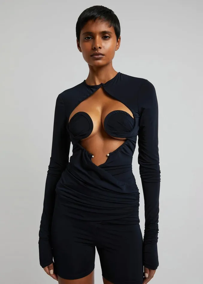 Women The Frankie Shop Jumpsuits Christopher Esber Zephyr Bodysuit Navy