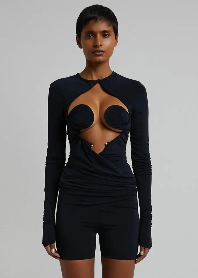 Women The Frankie Shop Jumpsuits Christopher Esber Zephyr Bodysuit Navy
