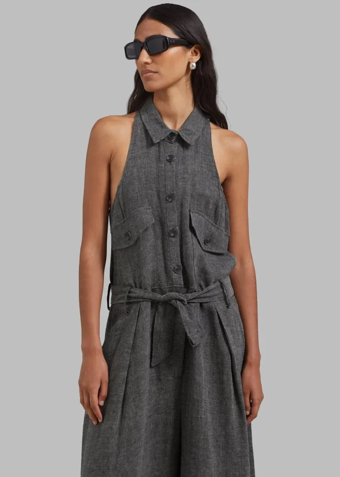 Women The Frankie Shop Jumpsuits Clayton Halter Jumpsuit Black Melange