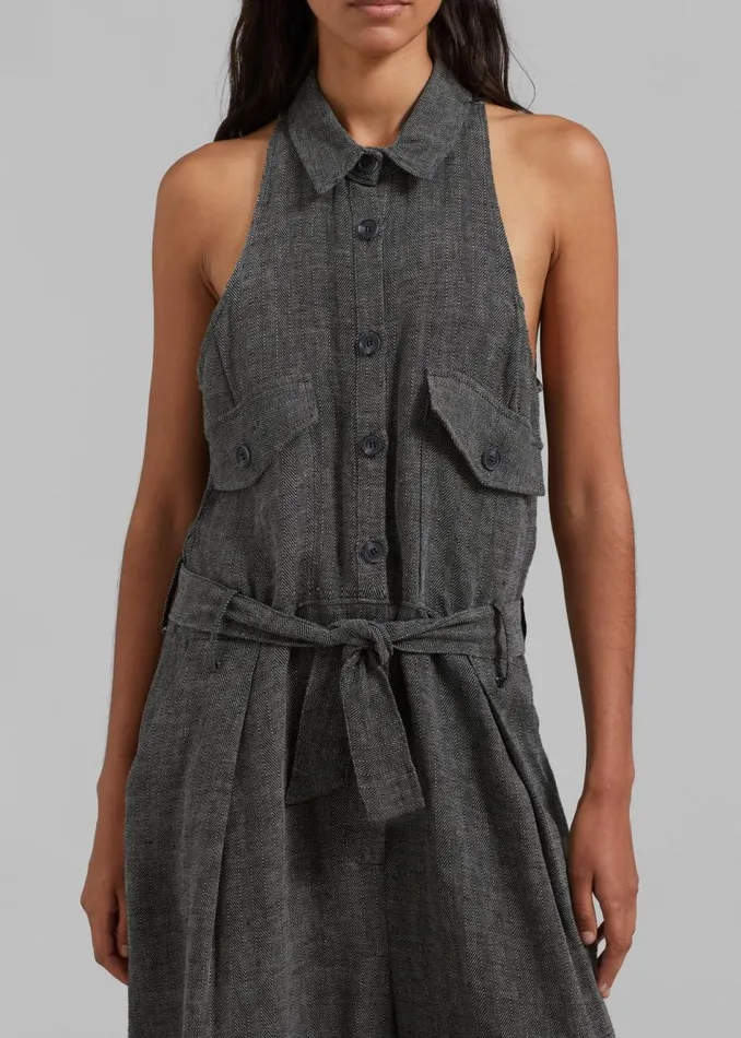 Women The Frankie Shop Jumpsuits Clayton Halter Jumpsuit Black Melange