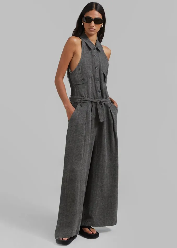 Women The Frankie Shop Jumpsuits Clayton Halter Jumpsuit Black Melange