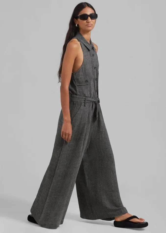 Women The Frankie Shop Jumpsuits Clayton Halter Jumpsuit Black Melange