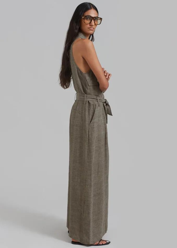 Women The Frankie Shop Jumpsuits Clayton Halter Jumpsuit Brown Melange