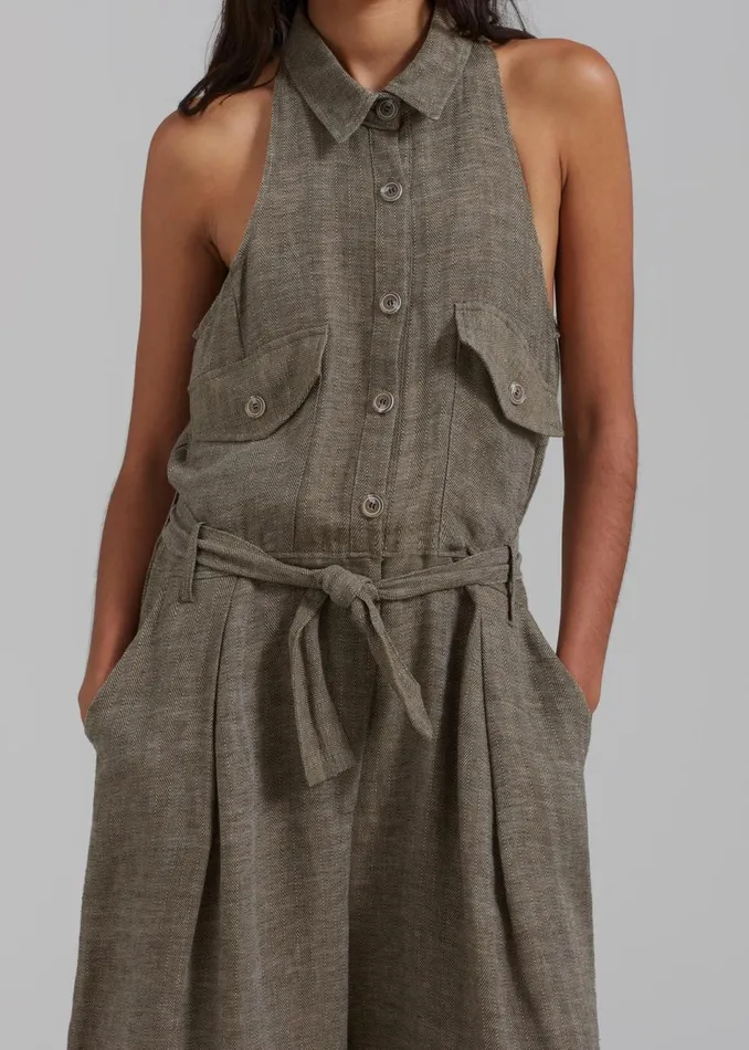 Women The Frankie Shop Jumpsuits Clayton Halter Jumpsuit Brown Melange