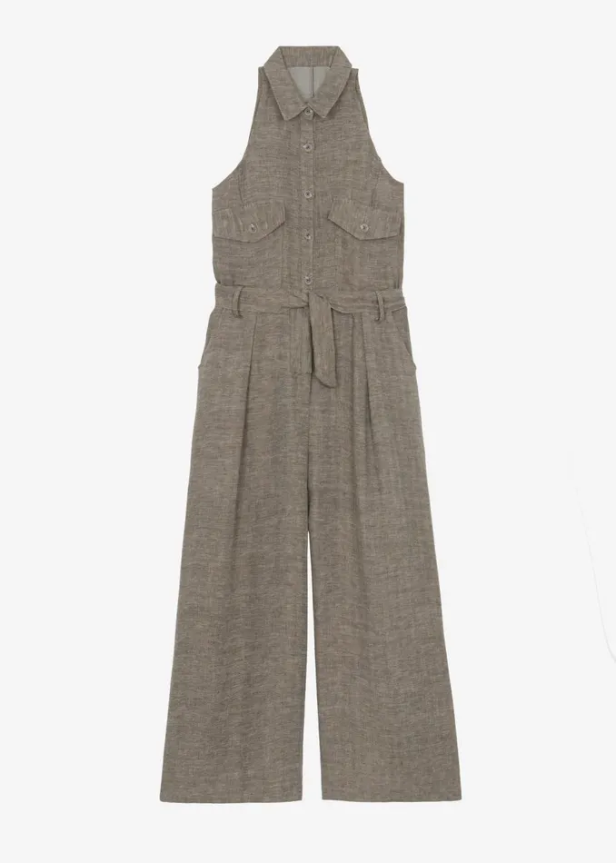 Women The Frankie Shop Jumpsuits Clayton Halter Jumpsuit Brown Melange