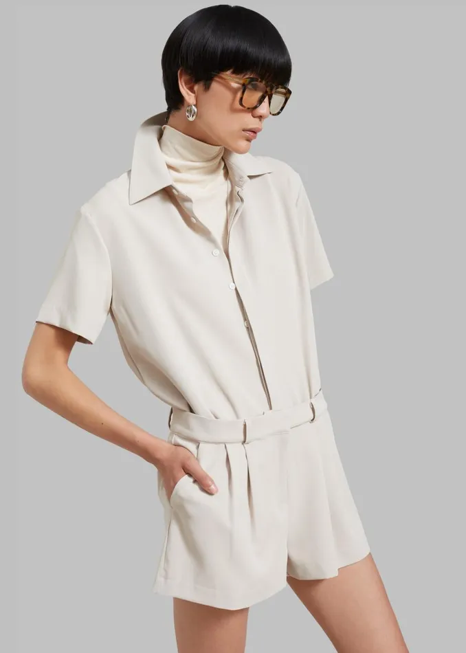 Women The Frankie Shop Jumpsuits Faith Romper Beige