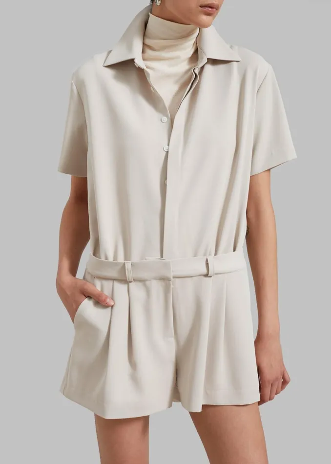 Women The Frankie Shop Jumpsuits Faith Romper Beige