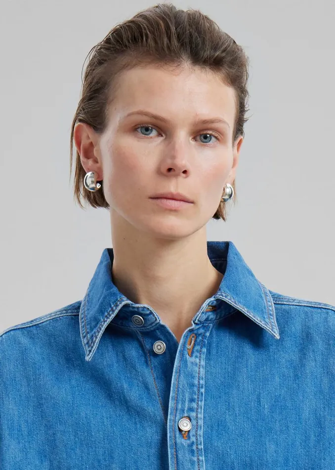 Women The Frankie Shop Jumpsuits Haikure Tilda Two Tone Denim Jumpsuit Piano Blue