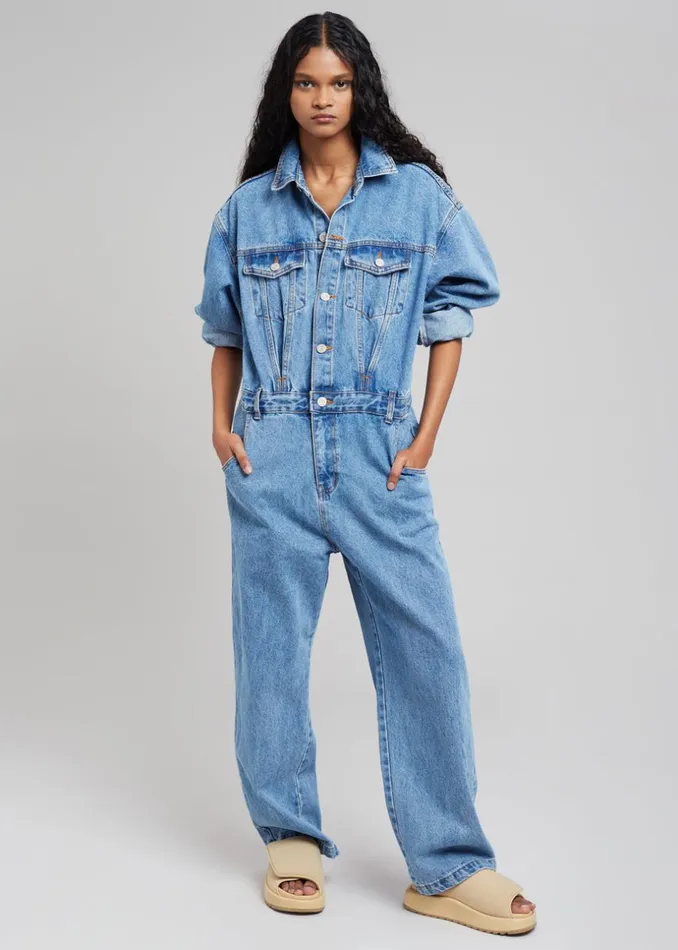 Women The Frankie Shop Jumpsuits Jas Denim Jumpsuit Dark Indigo