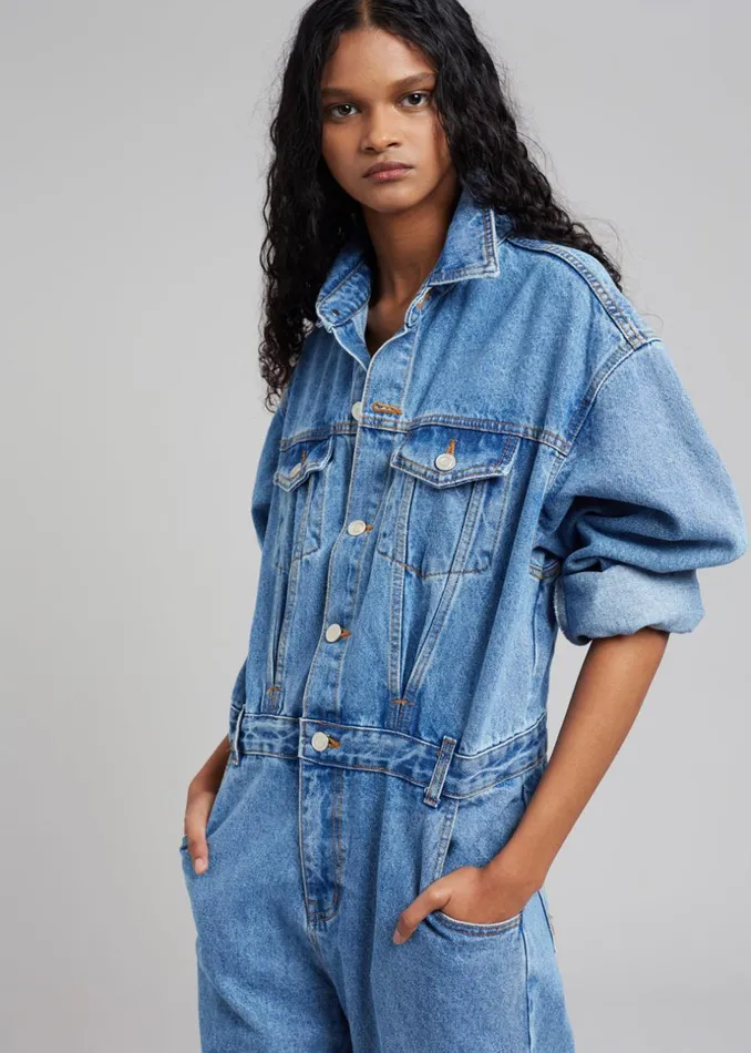 Women The Frankie Shop Jumpsuits Jas Denim Jumpsuit Dark Indigo