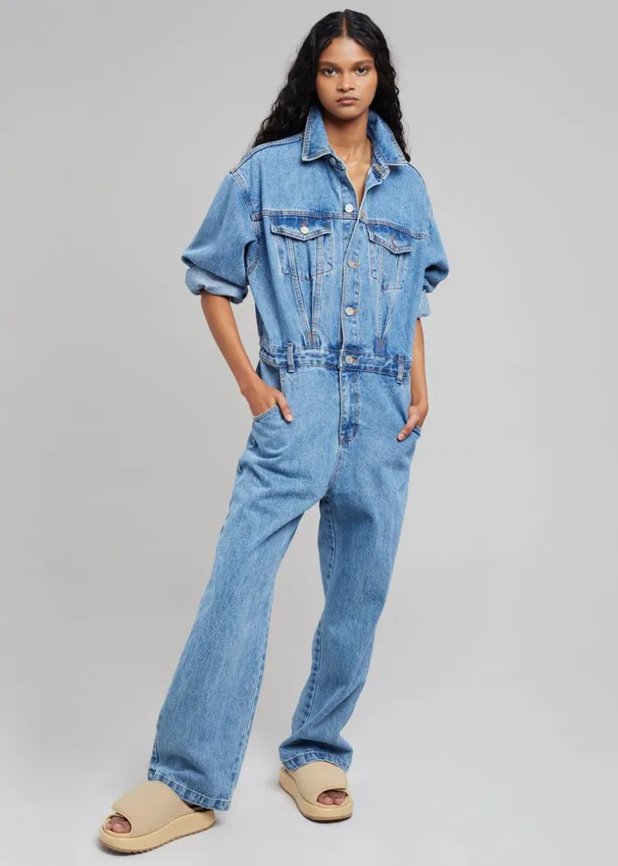 Women The Frankie Shop Jumpsuits Jas Denim Jumpsuit Dark Indigo