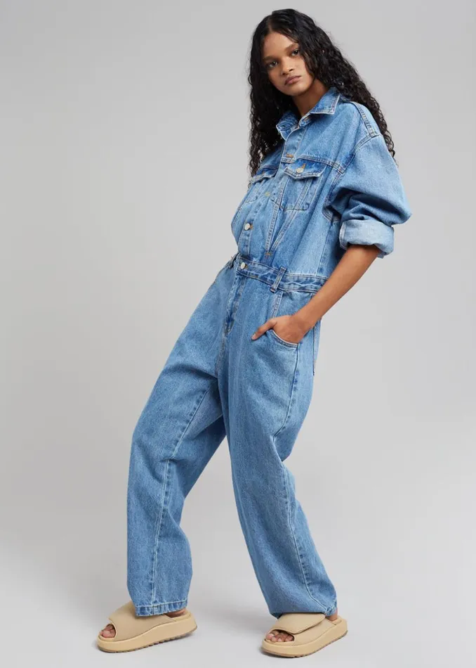 Women The Frankie Shop Jumpsuits Jas Denim Jumpsuit Dark Indigo