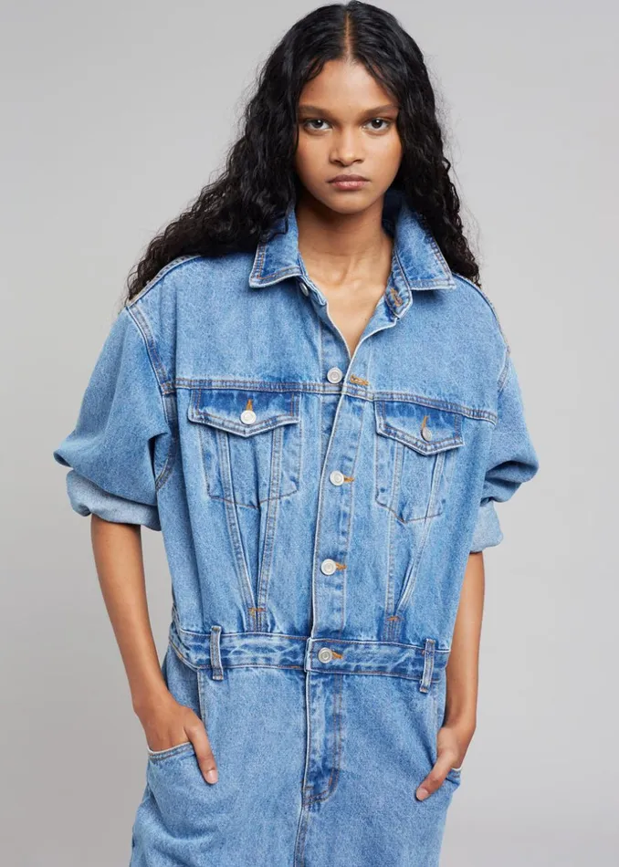 Women The Frankie Shop Jumpsuits Jas Denim Jumpsuit Dark Indigo