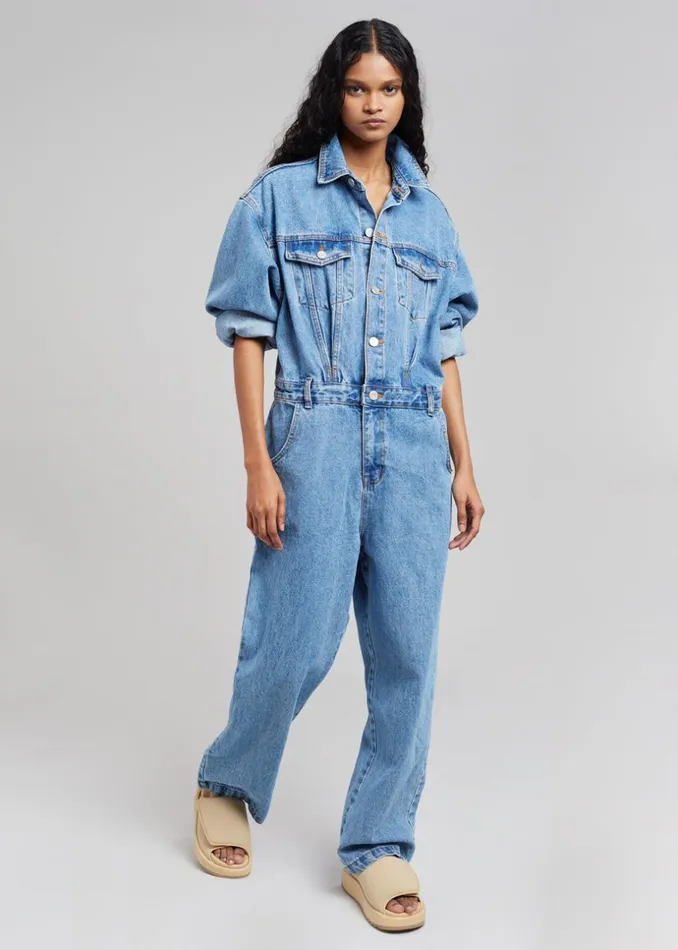 Women The Frankie Shop Jumpsuits Jas Denim Jumpsuit Dark Indigo