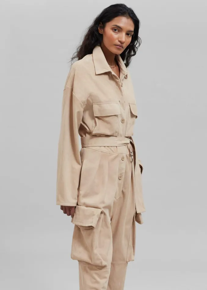 Women The Frankie Shop Jumpsuits Linda Suede Jumpsuit Beige