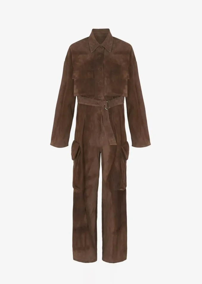 Women The Frankie Shop Jumpsuits Linda Suede Jumpsuit Brown