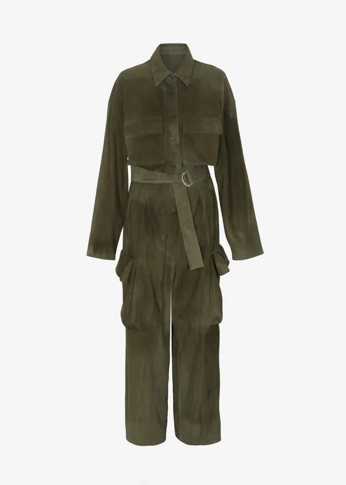 Women The Frankie Shop Jumpsuits Linda Suede Jumpsuit Olive