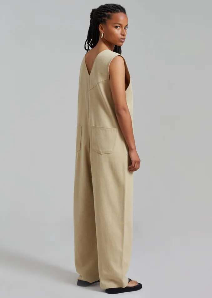 Women The Frankie Shop Jumpsuits Liv Denim Jumpsuit Beige