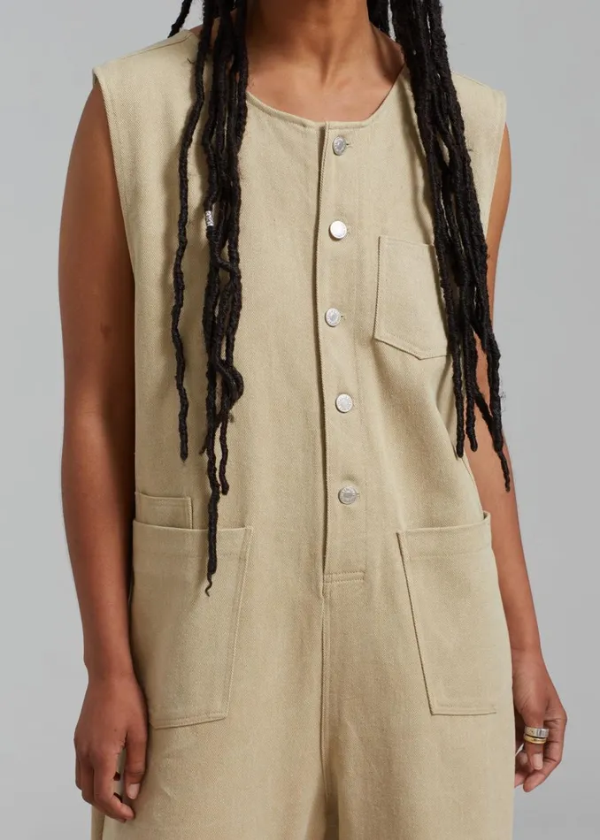 Women The Frankie Shop Jumpsuits Liv Denim Jumpsuit Beige