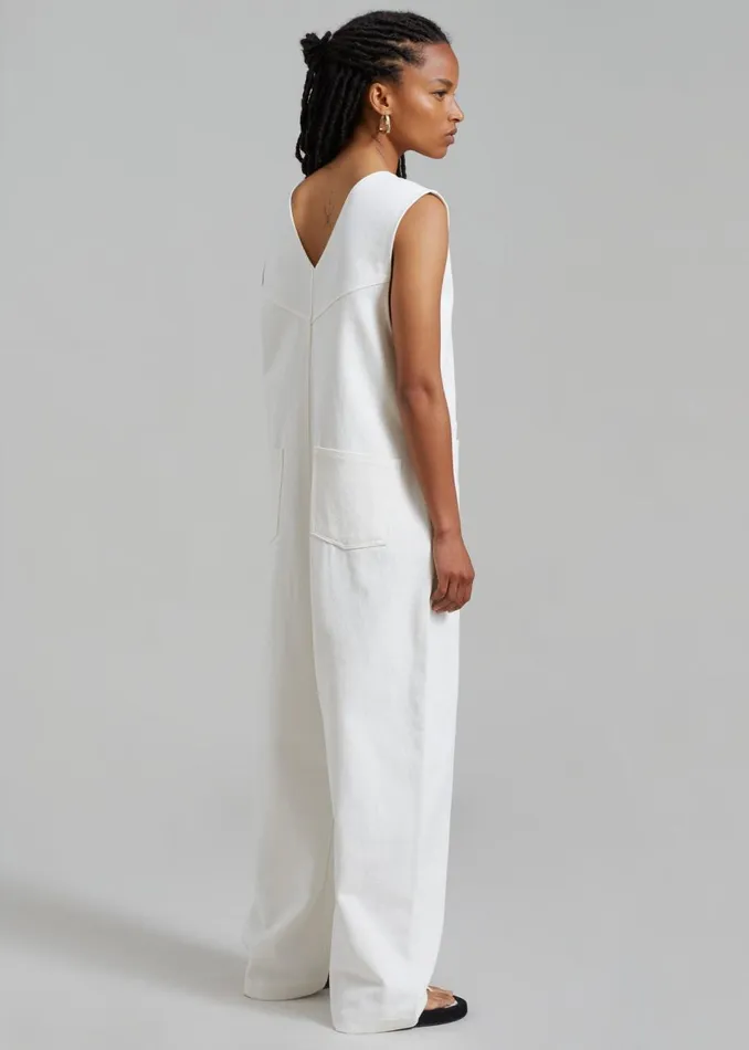 Women The Frankie Shop Jumpsuits Liv Denim Jumpsuit White