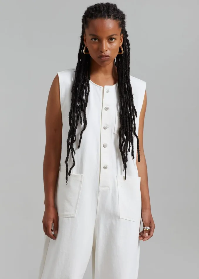 Women The Frankie Shop Jumpsuits Liv Denim Jumpsuit White