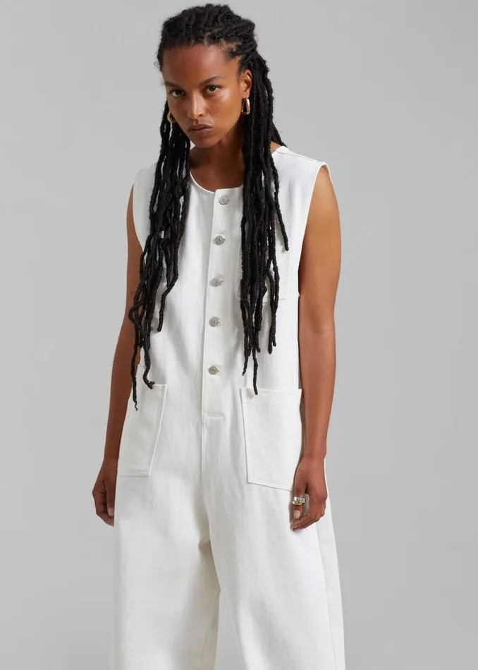 Women The Frankie Shop Jumpsuits Liv Denim Jumpsuit White