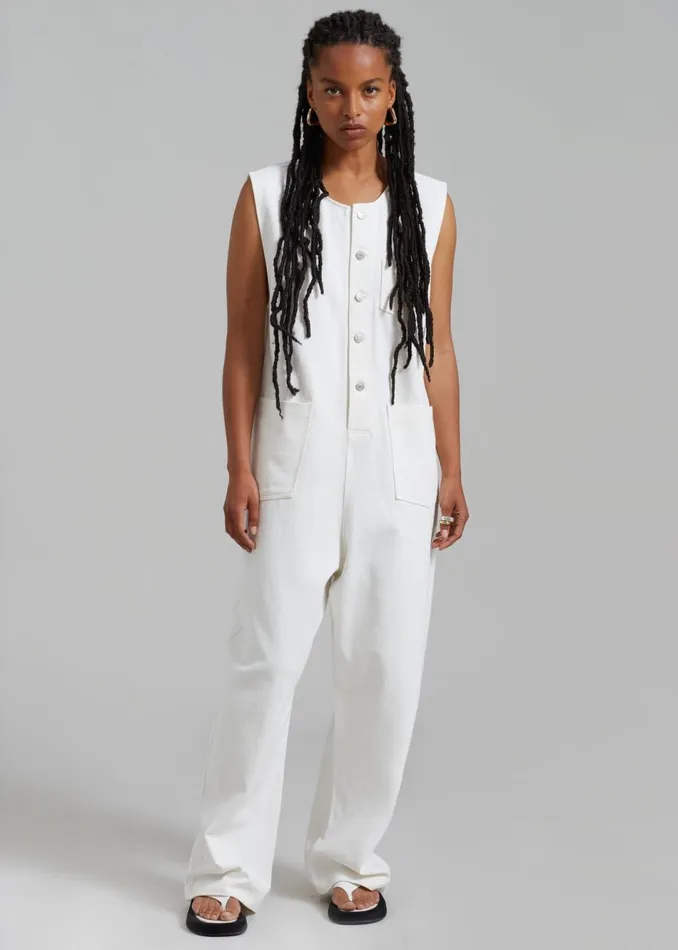 Women The Frankie Shop Jumpsuits Liv Denim Jumpsuit White