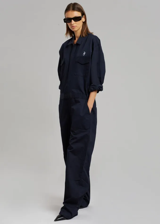 Women The Frankie Shop Jumpsuits TFS Oversized Boiler Suit Navy