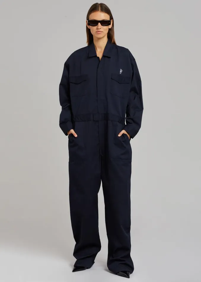 Women The Frankie Shop Jumpsuits TFS Oversized Boiler Suit Navy