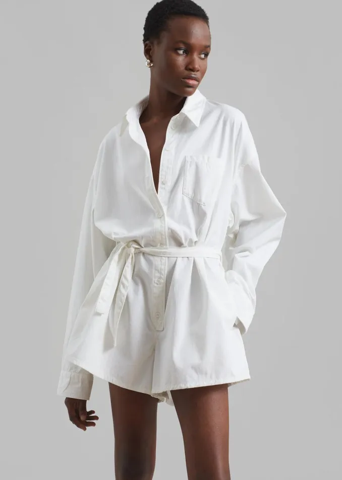 Women The Frankie Shop Jumpsuits Wren Denim Romper White