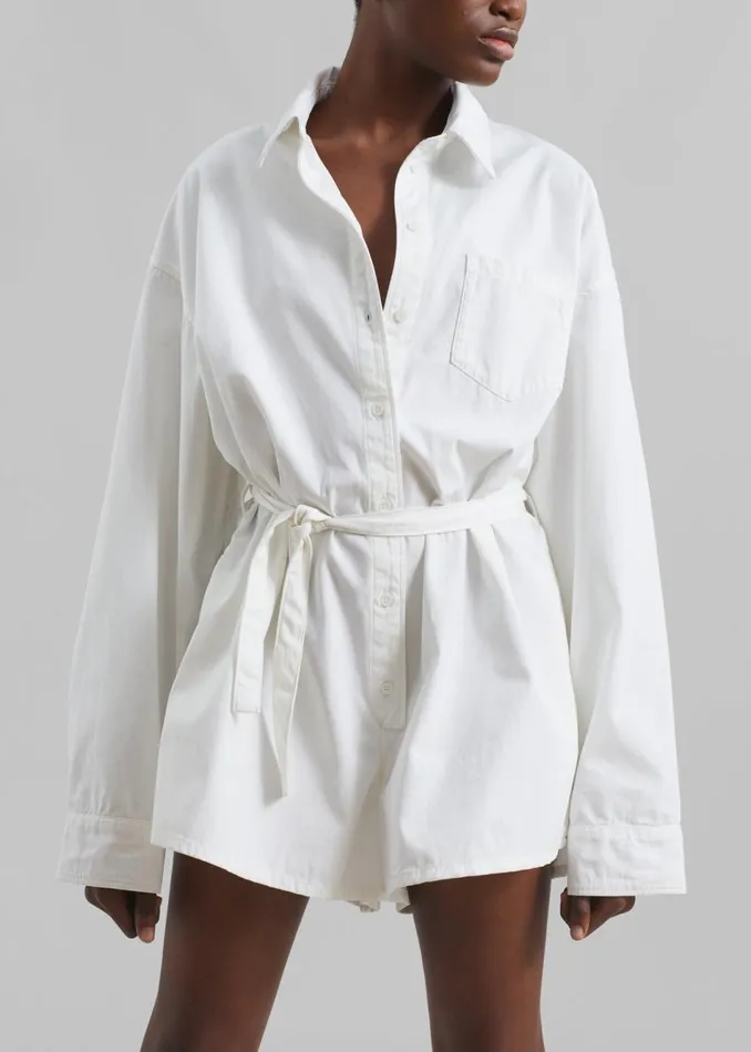Women The Frankie Shop Jumpsuits Wren Denim Romper White