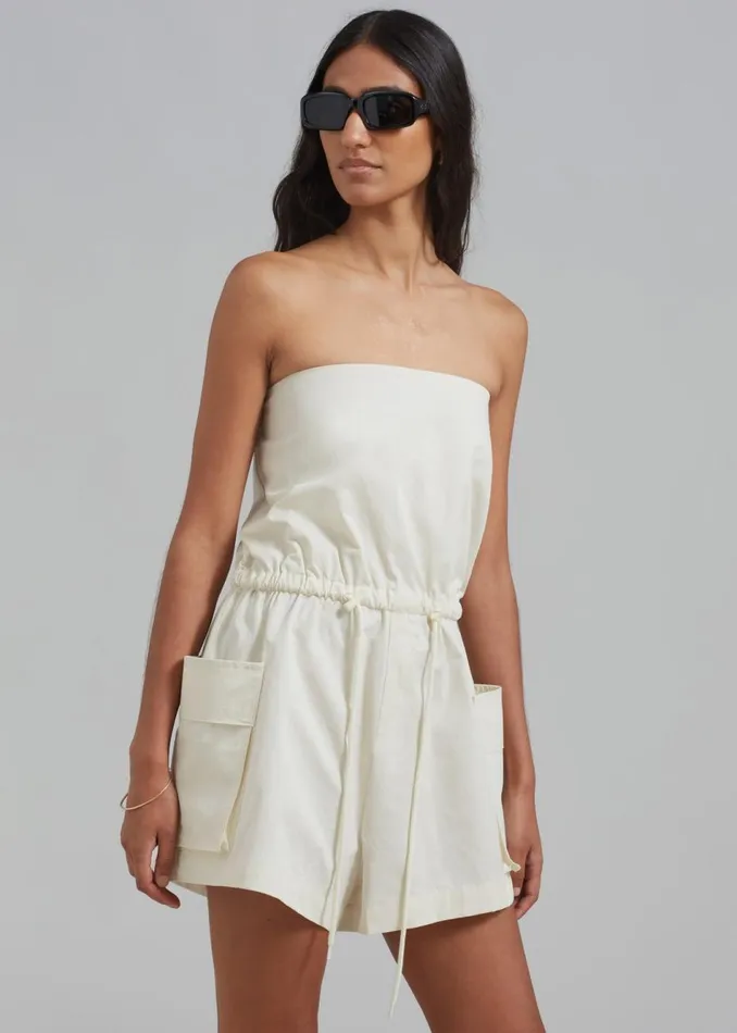 Women The Frankie Shop Jumpsuits Wynn Strapless Romper Cream