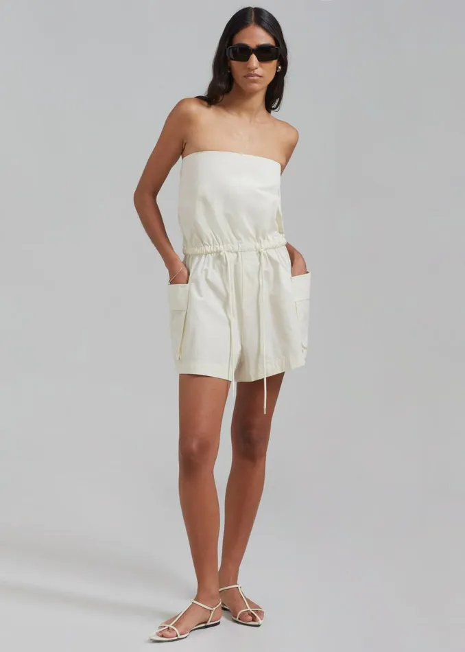 Women The Frankie Shop Jumpsuits Wynn Strapless Romper Cream