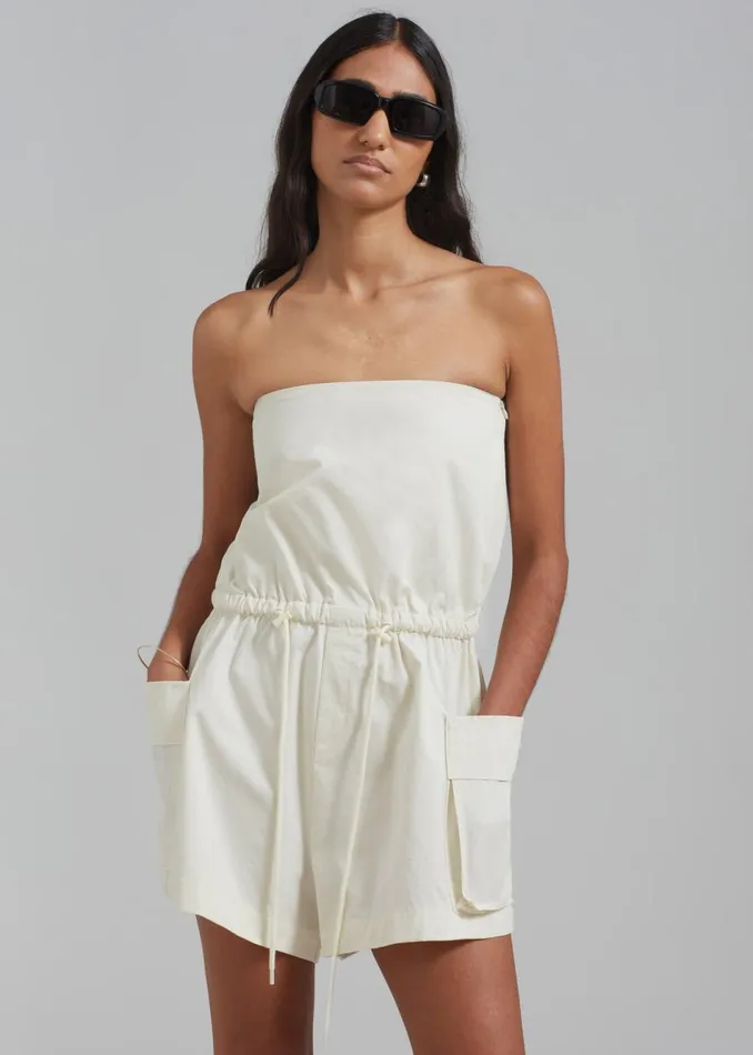 Women The Frankie Shop Jumpsuits Wynn Strapless Romper Cream