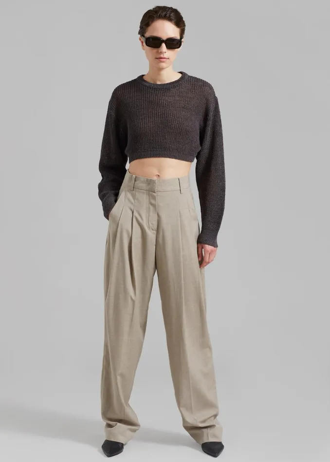 Women The Frankie Shop Knitwear Abi Cropped Knit Top Charcoal