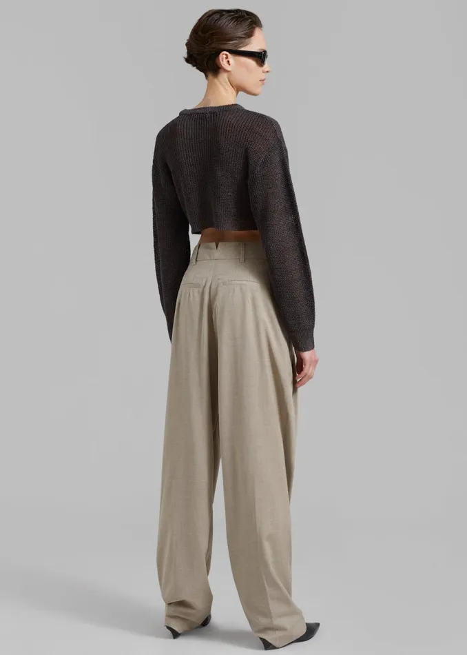 Women The Frankie Shop Knitwear Abi Cropped Knit Top Charcoal