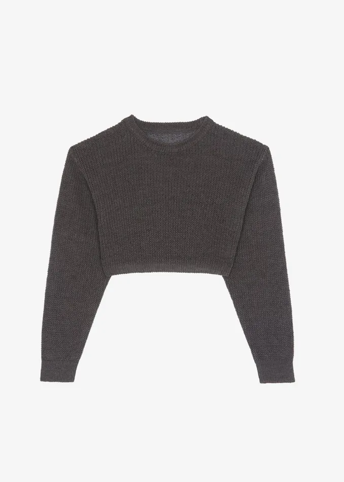 Women The Frankie Shop Knitwear Abi Cropped Knit Top Charcoal