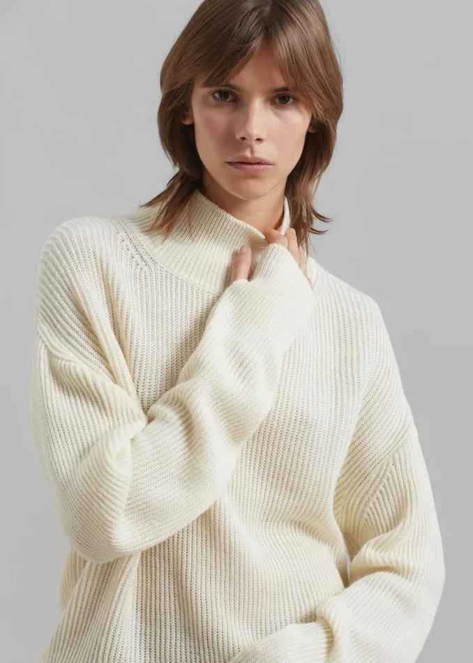 Women The Frankie Shop Knitwear Amomento Turtleneck Pullover Ecru