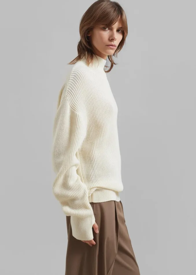 Women The Frankie Shop Knitwear Amomento Turtleneck Pullover Ecru