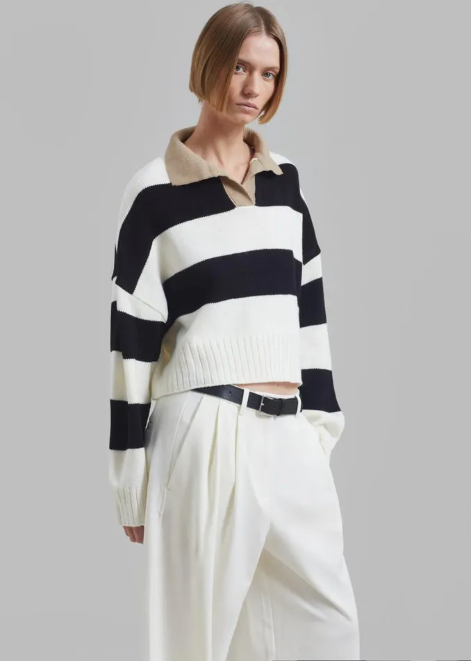 Women The Frankie Shop Knitwear Andrew Sweater Whiteblack Stripe