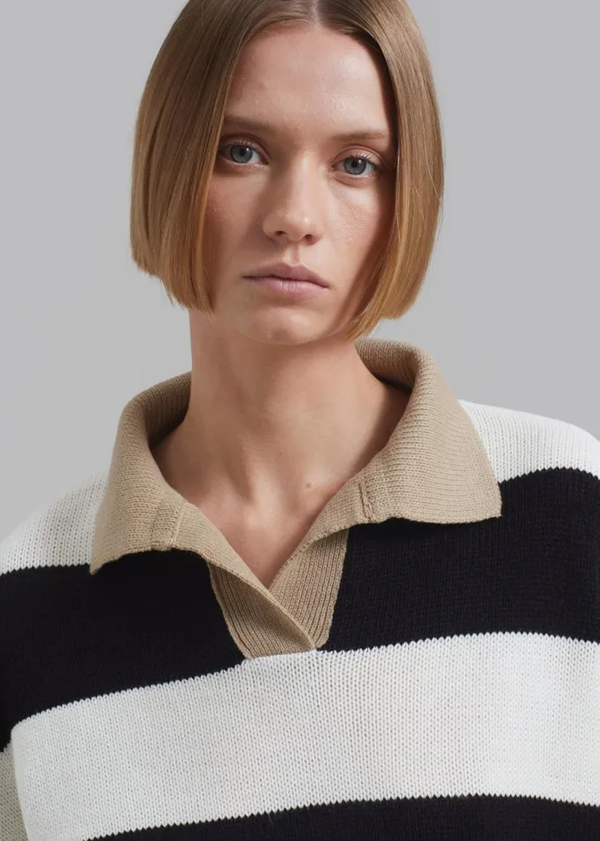 Women The Frankie Shop Knitwear Andrew Sweater Whiteblack Stripe