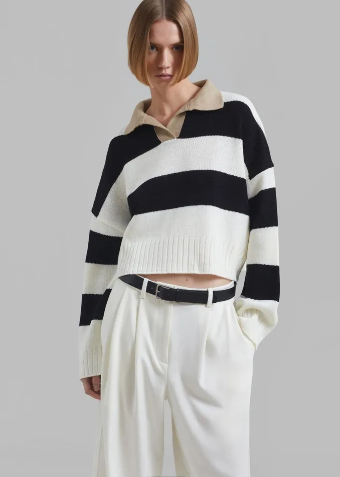 Women The Frankie Shop Knitwear Andrew Sweater Whiteblack Stripe
