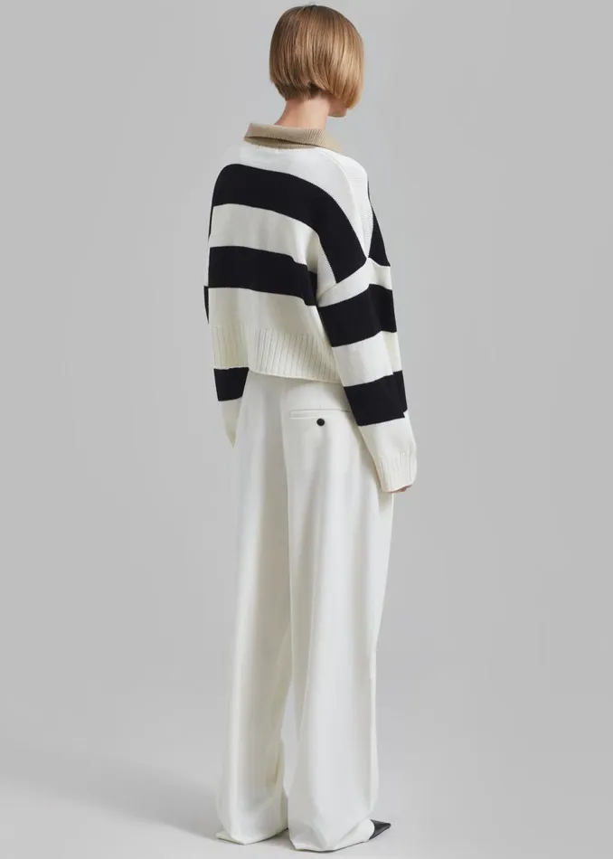 Women The Frankie Shop Knitwear Andrew Sweater Whiteblack Stripe