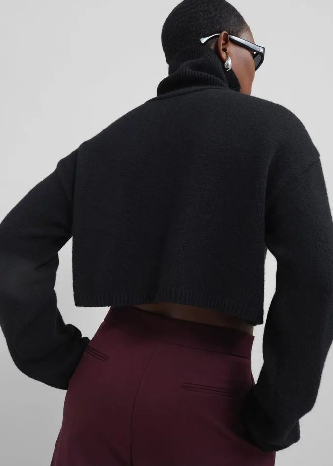 Women The Frankie Shop Knitwear Athina Cropped Turtleneck Sweater Black