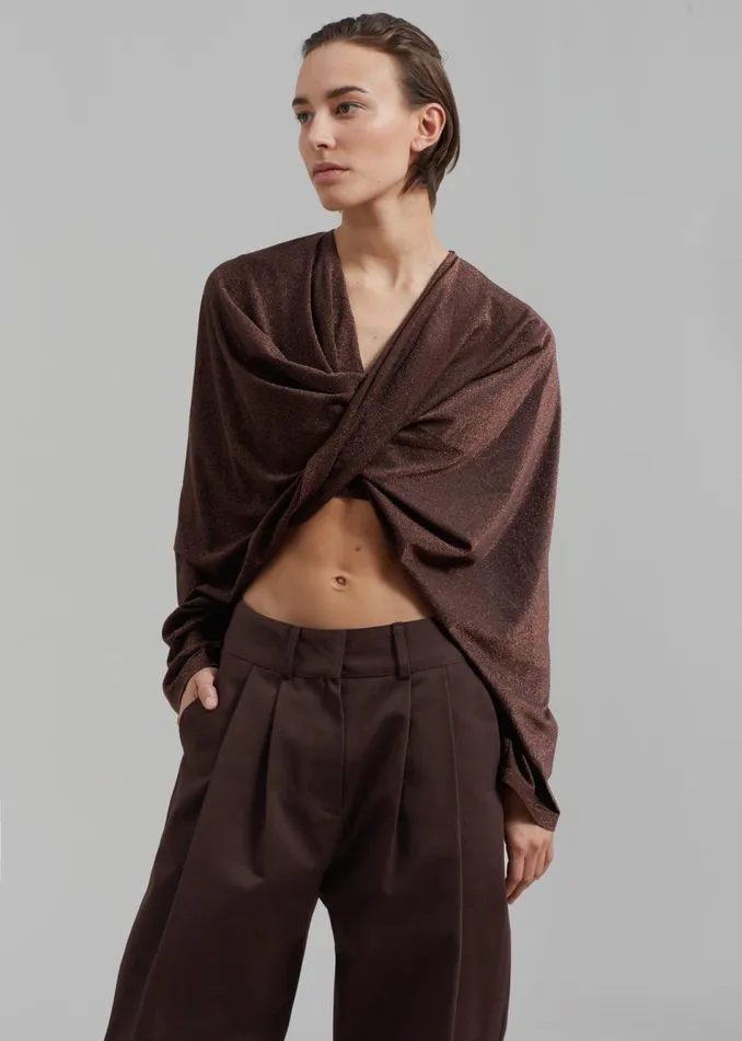 Women The Frankie Shop Knitwear Beaufille Twist Sweater Espresso